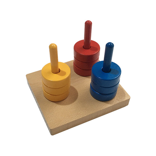 Coloured Discs on Coloured Dowels