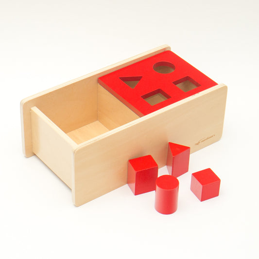 Montessori toys New Zealand: Imbucare Box with Flip Lid and 4 shapes