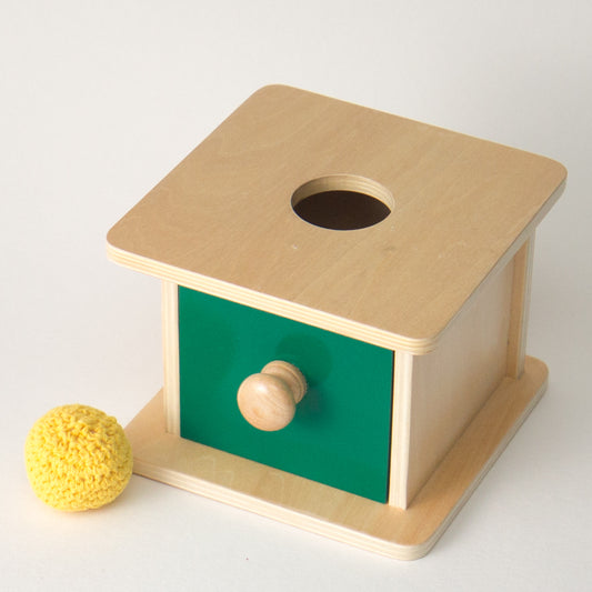 Montessori Toys in New Zealand: Imbucare Box with Knit Ball
