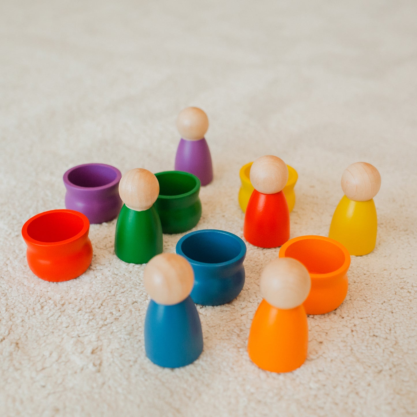 Rainbow Pegs in Cups