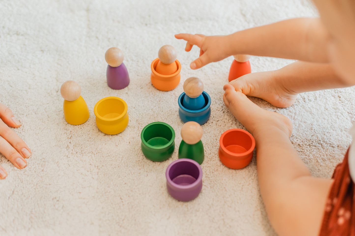 Rainbow Pegs in Cups