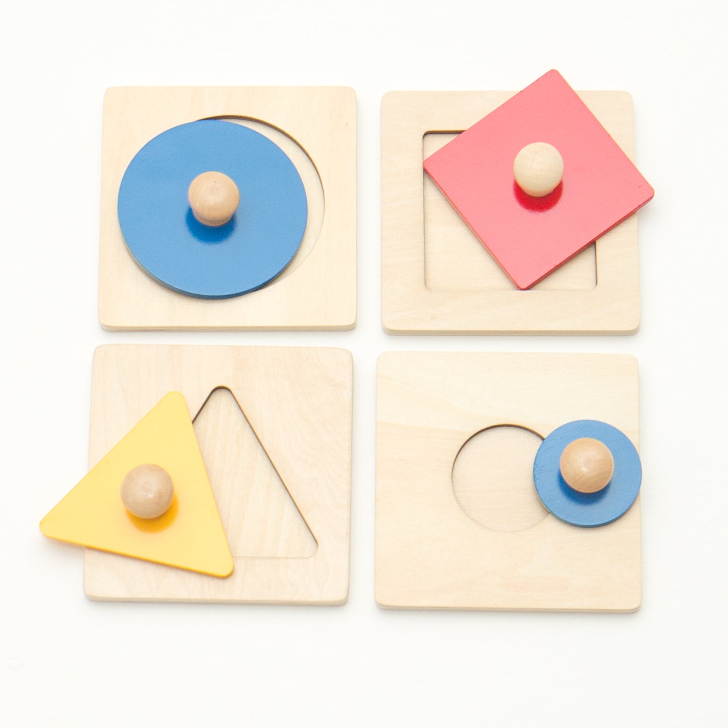Montessori Toys New Zealand: Set of 4 Single Shape Knobbed Puzzles